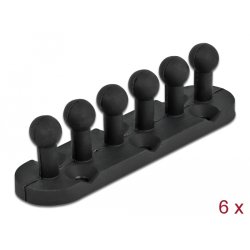 DeLOCK Cable Holder with 5 feed-throughs self-adhesive / screwable 6 pieces black