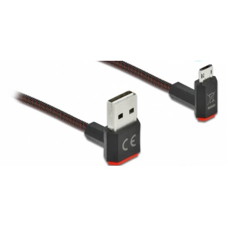 DeLOCK EASY-USB 2.0 Cable Type-A male to EASY-USB Type Micro-B male angled up / down 0.5 m black