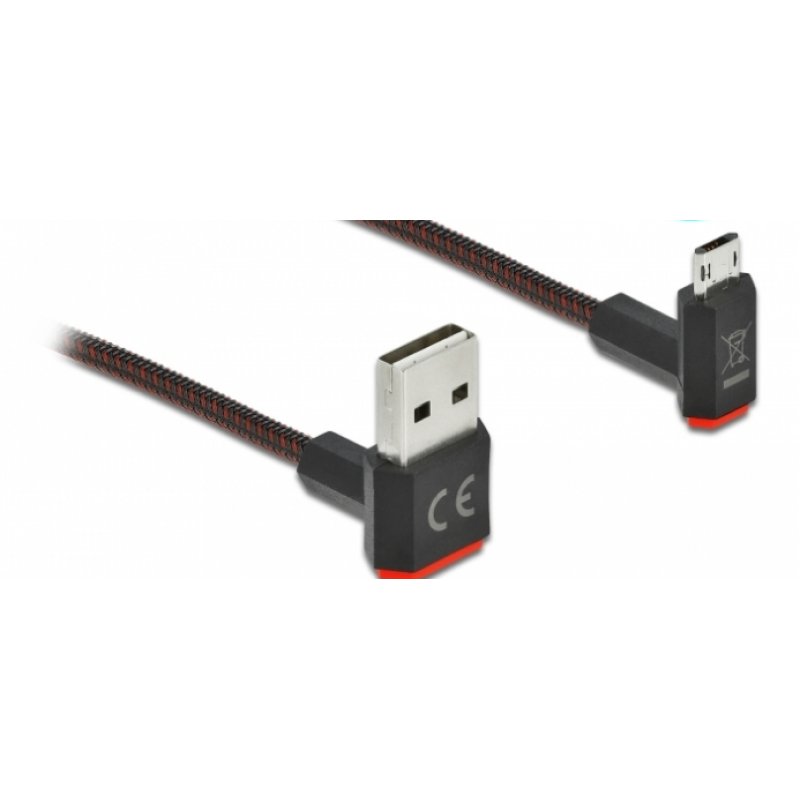 Delock EASY-USB 2.0 Kabel Typ-A Stecker zu EASY-USB Typ Micro-B Stecker gewinkelt oben / unten 2 m schwarz