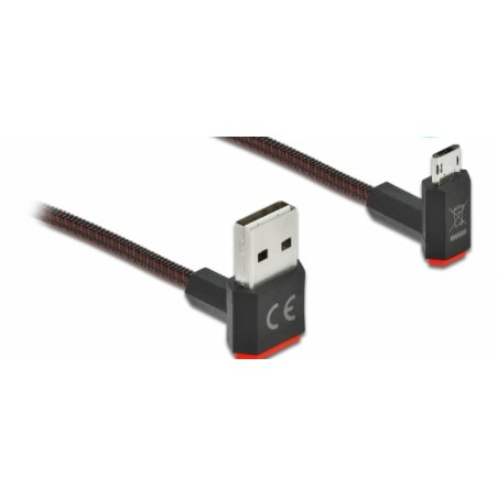 Delock EASY-USB 2.0 Kabel Typ-A Stecker zu EASY-USB Typ Micro-B Stecker gewinkelt oben / unten 2 m schwarz