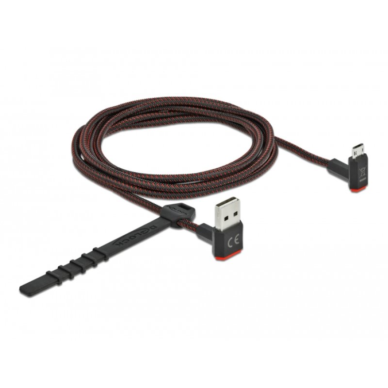 DeLOCK Câble EASY-USB 2.0 Type-A mâle à EASY-USB Type Micro-B mâle coudé vers le haut / bas 2 m noir