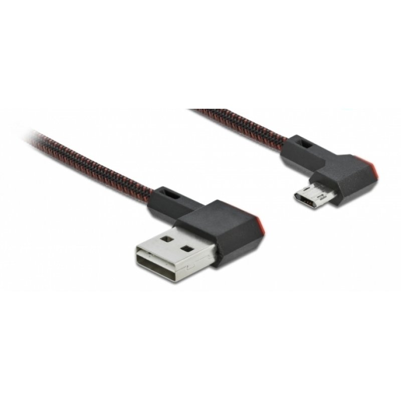 Delock EASY-USB 2.0 Kabel Typ-A Stecker zu EASY-USB Typ Micro-B Stecker gewinkelt links / rechts 1 m schwarz