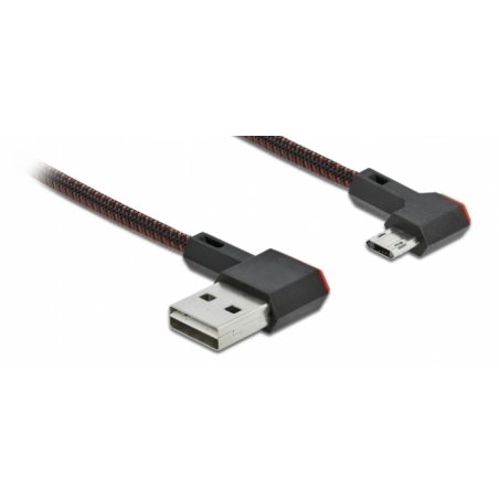DeLOCK Câble EASY-USB 2.0 Type-A mâle à EASY-USB Type Micro-B mâle coudé vers la gauche / droite 1 m noir