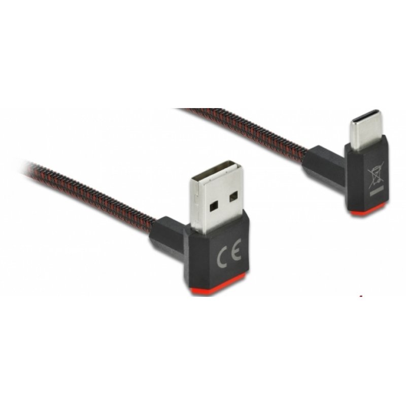 DeLOCK Câble EASY-USB 2.0 Type-A mâle à USB Type-C mâle coudé vers le haut / bas 1 m noir