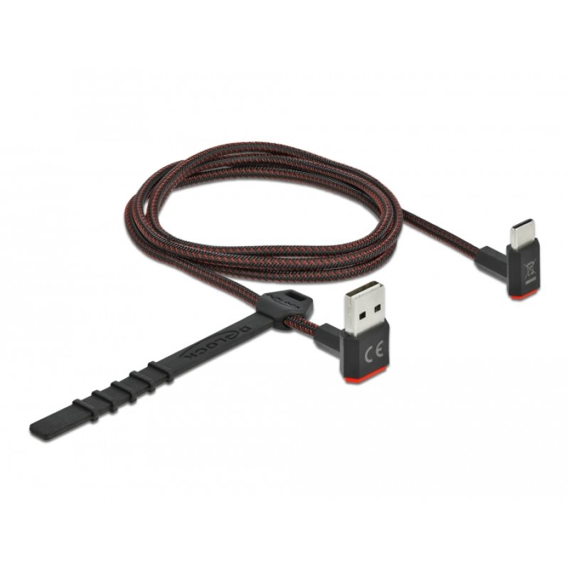 Delock EASY-USB 2.0 Kabel Typ-A Stecker zu USB Type-C™ Stecker gewinkelt oben / unten 1 m schwarz