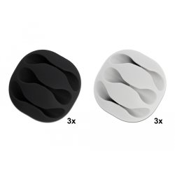 DeLOCK Set de 6 porte-câbles avec 3 prises de rétention noir / blanc