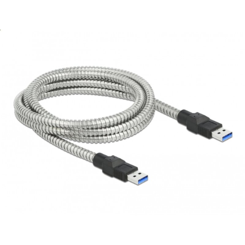 Delock USB 5 Gbps Kabel Typ-A Stecker zu Typ-A Stecker mit Metallmantel 2 m