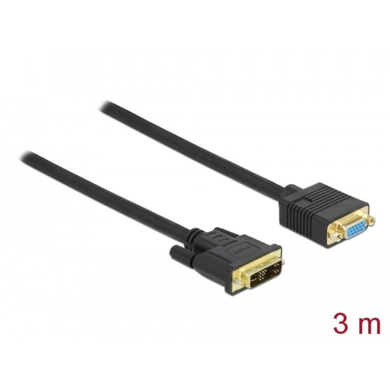 DeLOCK Câble DVI 12 5 mâle vers VGA femelle 3 m