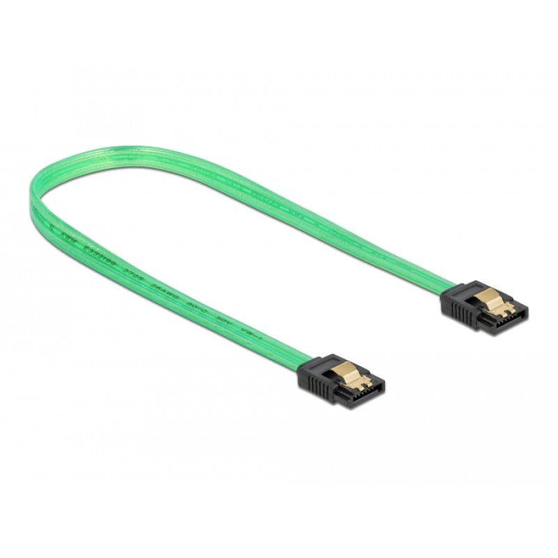 DeLOCK SATA 6 Gb/s Cable UV glow effect green 70 cm