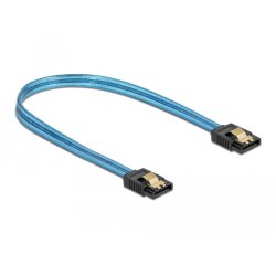 DeLOCK Câble SATA 6 Go/s, effet fluo UV bleu, 20 cm