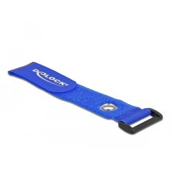 Delock Klett-Kabelbinder mit Schlaufe und Befestigungsöse L 280 x B 38 mm blau 3 Stück