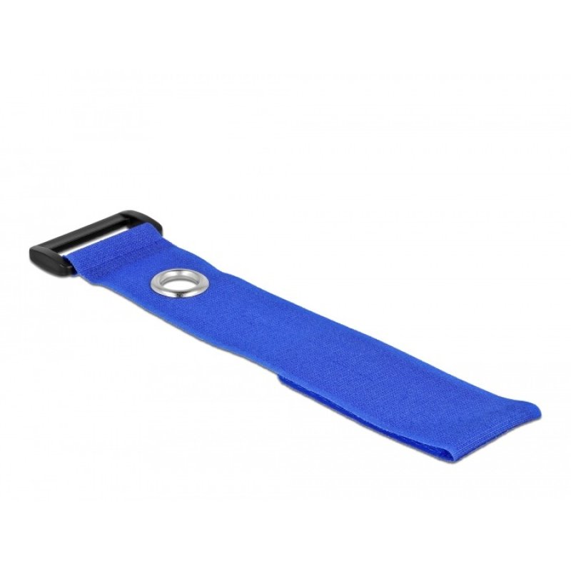 Delock Klett-Kabelbinder mit Schlaufe und Befestigungsöse L 280 x B 38 mm blau 3 Stück