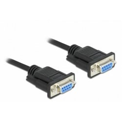 Delock RS-232 Kabel Seriell D-Sub9 Buchse zu Buchse Nullmodem mit schmalem Steckergehäuse 3 m