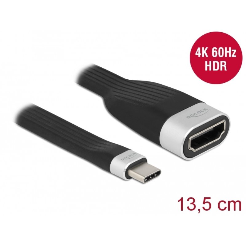 Delock FPC Flachbandkabel USB Type-C™ zu HDMI (DP Alt Mode) 4K 60 Hz 13,5 cm