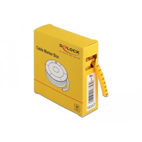 DeLOCK Cable Marker Box, No. 3, yellow, 500 pieces
