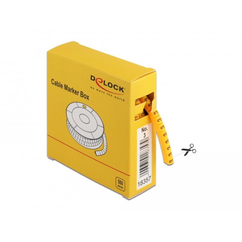 DeLOCK Cable Marker Box, No. 3, yellow, 500 pieces