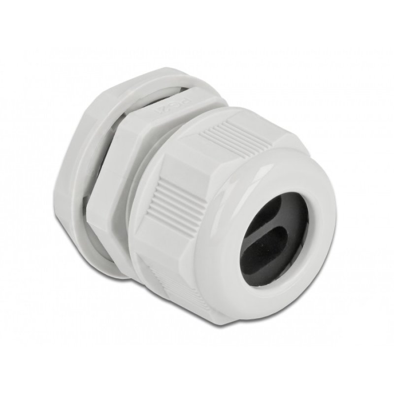 DeLOCK Cable Gland PG21 for flat cable with two cable entries grey 2 pieces