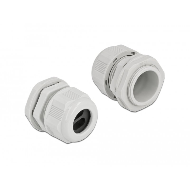 DeLOCK Cable Gland PG21 for flat cable with two cable entries grey 2 pieces