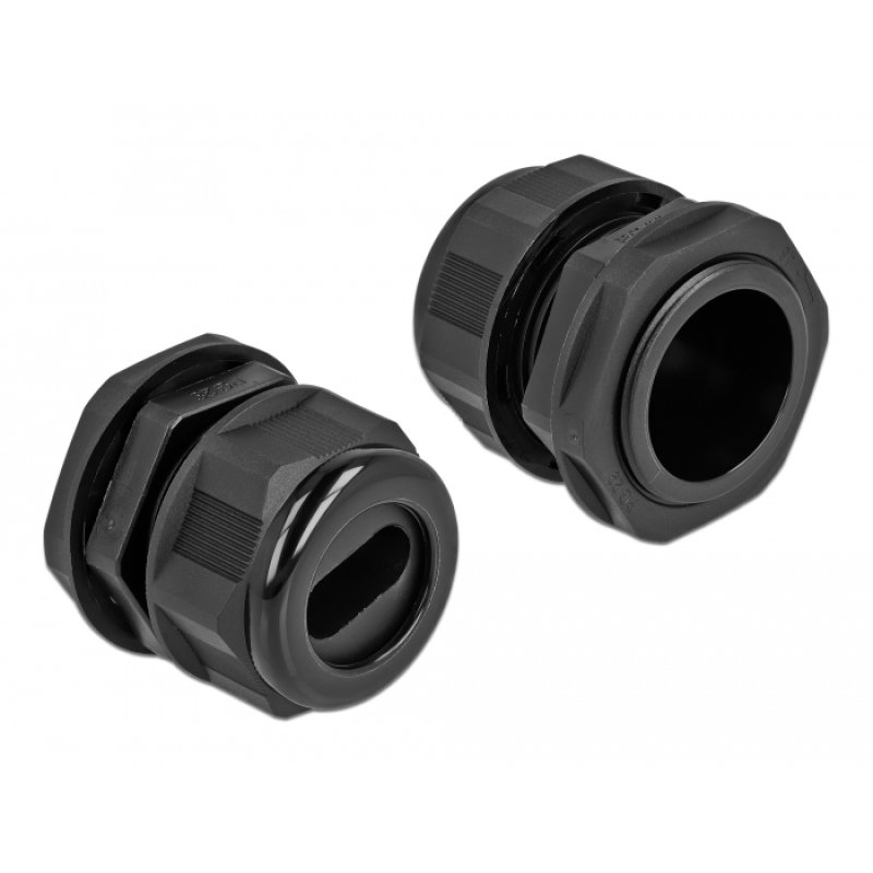 DeLOCK Presse-étoupe PG29 pour câble plat noir, 2 unités
