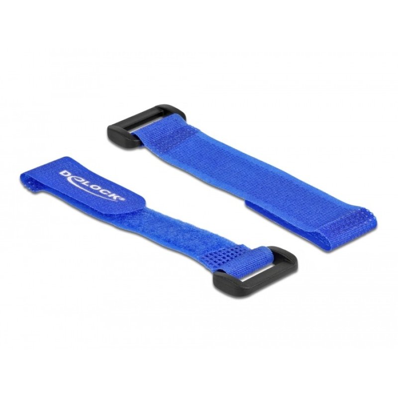 DeLOCK Serre-câbles à scratch avec boucle de L 150 x l 20 mm, bleu, 5 pièces