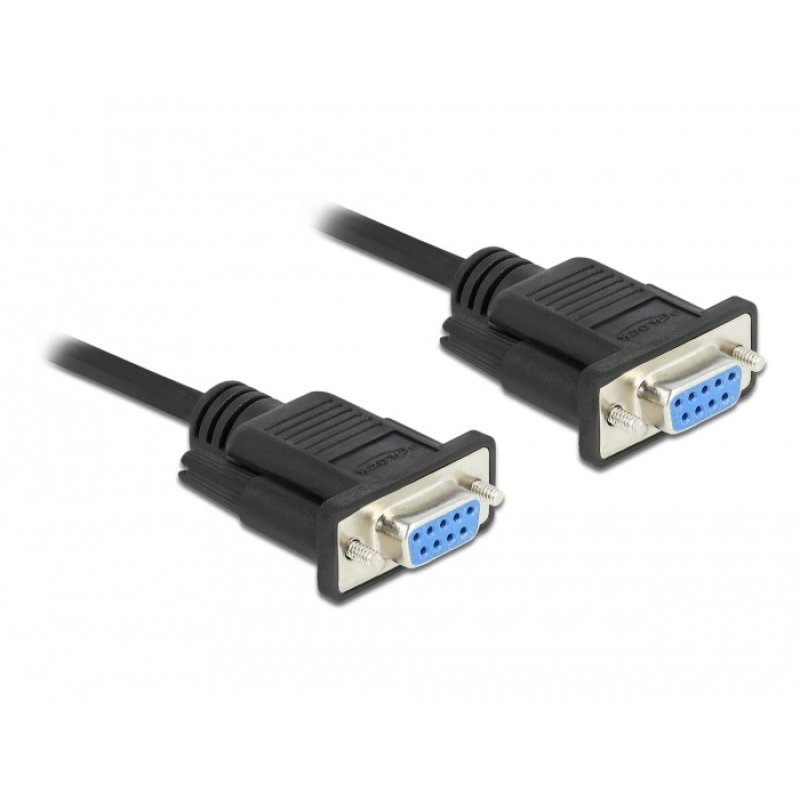 DeLOCK Serial Cable RS-232 D-Sub 9 female to female null modem with narrow plug housing - CTS / RTS auto control - 2 m