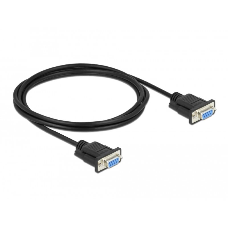 DeLOCK Serial Cable RS-232 D-Sub 9 female to female null modem with narrow plug housing - CTS / RTS auto control - 2 m