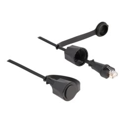 DeLOCK Network Cable RJ45 plug to RJ45 plug Cat.6 STP with protective cap outdoor IP68 dust- and waterproof black 3 m