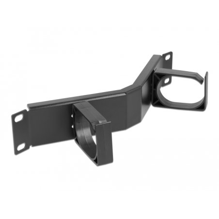 DeLOCK 10″ Cable Management Routing Panel with 2 hooks angled 1U black