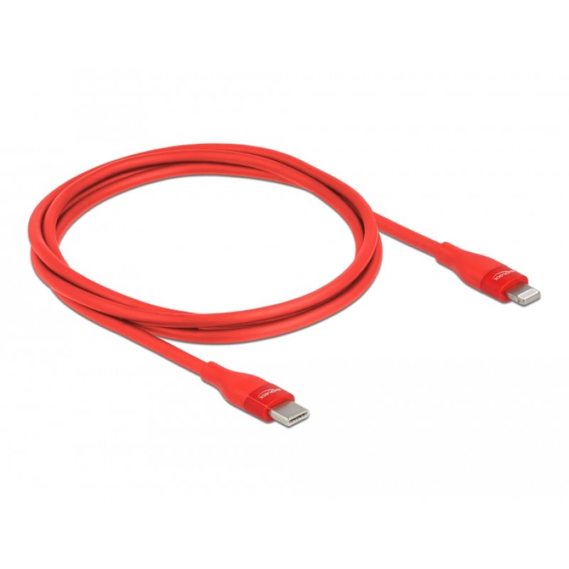 DeLOCK Data and charging cable USB Type-C to Lightning for iPhone, iPad and iPod red 1 m MFi