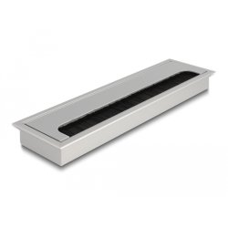 DeLOCK Cable grommet for table mounting with brush 280 x 80 x 28 mm silver