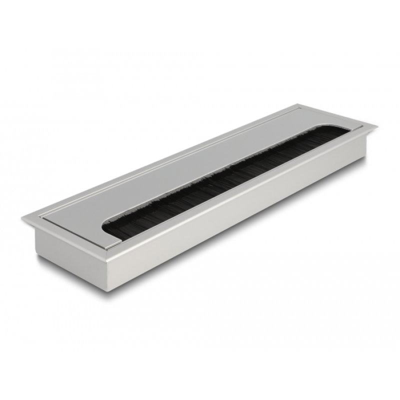 DeLOCK Passe-fil monté sur table avec brosse 280 x 80 x 28 mm, argent