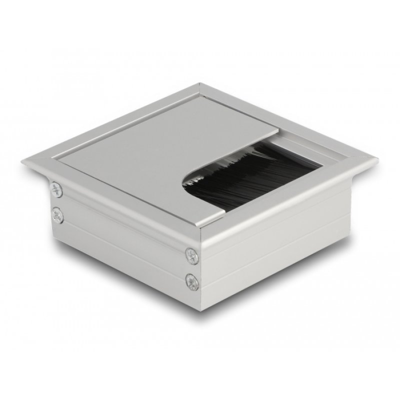 Delock Kabeldurchführung für Tischeinbau mit Bürste 80 x 80 x 28 mm silber