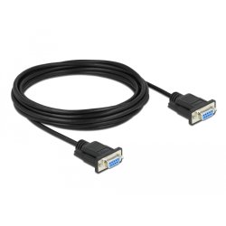 Delock RS-232 Kabel Seriell D-Sub 9 Buchse zu Buchse Nullmodem mit schmalem Steckergehäuse - CTS / RTS auto control -