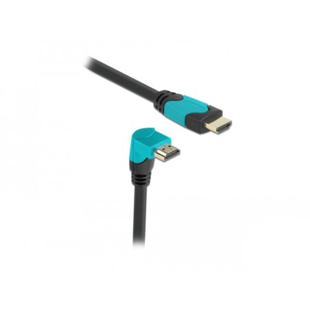 Delock High Speed HDMI Kabel Stecker gerade zu Stecker 90° unten gewinkelt 48 Gbps 8K 60 Hz 3 m