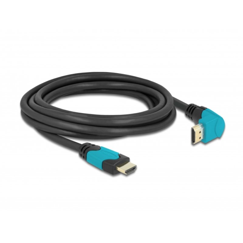 DeLOCK High Speed HDMI cable male straight to male 90° downwards angled 48 Gbps 8K 60 Hz 3 m