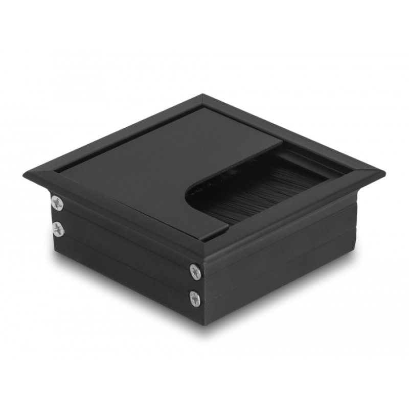 DeLOCK Passe-fil monté sur table avec brosse 80 x 80 x 28 mm, noir