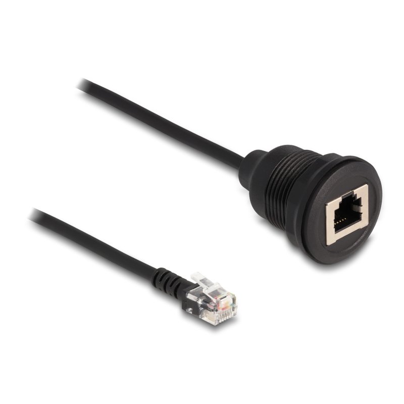 Delock Kabel RJ12 Stecker zu RJ12 Buchse zum Einbau 30 cm schwarz