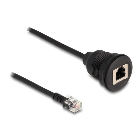 Delock Kabel RJ12 Stecker zu RJ12 Buchse zum Einbau 30 cm schwarz