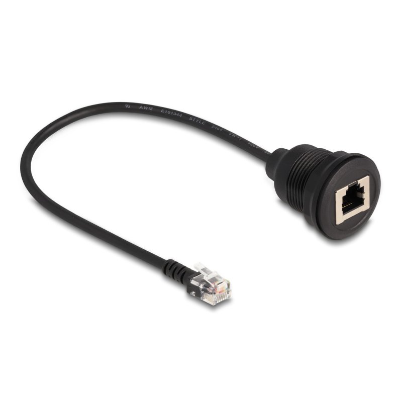 Delock Kabel RJ12 Stecker zu RJ12 Buchse zum Einbau 30 cm schwarz