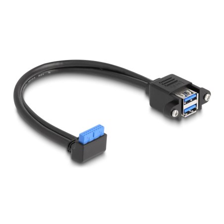 DeLOCK Câble USB 5 Gbps, tête femelle, angulé 90° vers 2 x USB 5 Gbps Type-A femelle pour intégration, 50 cm