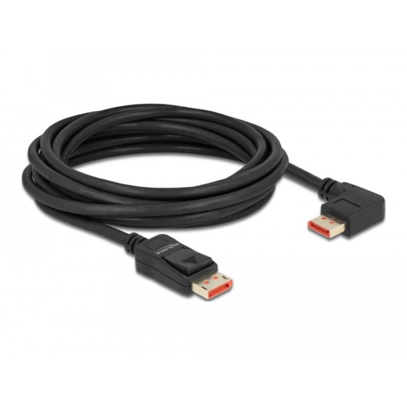 DeLOCK DisplayPort cable male straight to male 90° left angled 8K 60 Hz 5 m