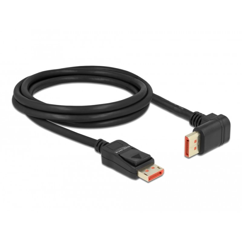 DeLOCK Câble DisplayPort mâle droit à mâle angulé de 90° vers le haut 8K 60 Hz 2 m