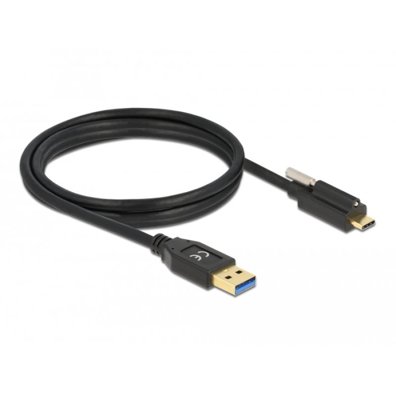 DeLOCK SuperSpeed USB (USB 3.2 Gen 2) Cable Type-A male to USB Type-C male with screw on top 1.5 m