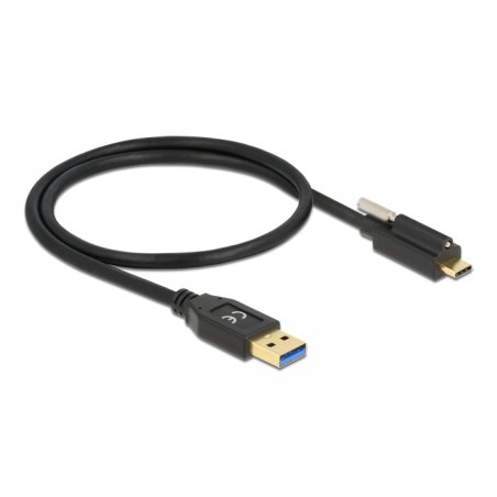 DeLOCK SuperSpeed USB 10 Gbps (USB 3.2 Gen 2) Cable Type-A male to USB Type-C male with screw on top 0.5 m