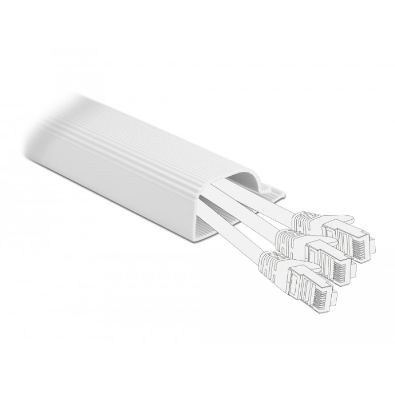 DeLOCK Cable Duct for under-table mounting 63 x 28 mm - length 400 mm 2 pieces white