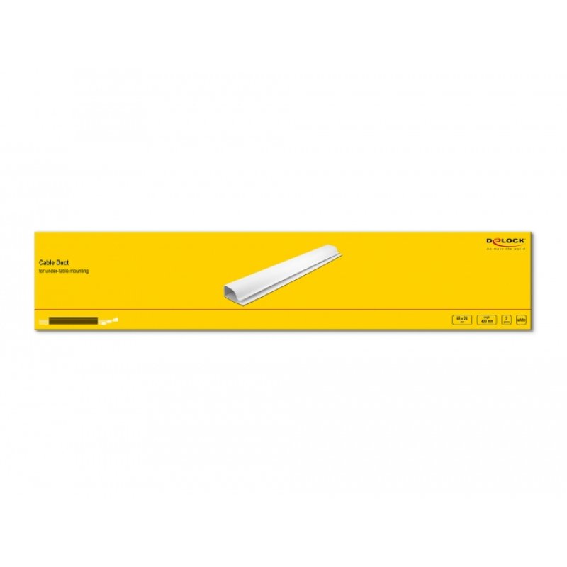 DeLOCK Cable Duct for under-table mounting 63 x 28 mm - length 400 mm 2 pieces white