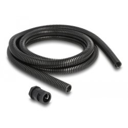 Delock Kabelschutzschlauch 2 m x 15,8 mm mit 2 x PG11 Schlauchverschraubung Set schwarz