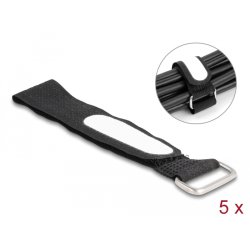 Delock Klettkabelbinder mit Schlaufe und Beschriftungsfeld L 203 x B 20 mm schwarz 5 Stück