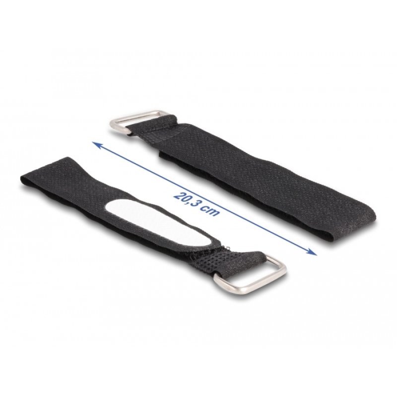 DeLOCK Hook-and-loop cable tie with loop and label tap L 203 x W 20 mm black 5 pieces