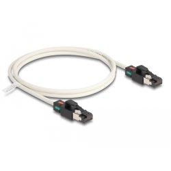 DeLOCK Network Cable RJ45 plug to plug Cat.6A S/FTP with rotatable colour clips 1 m white